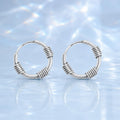 Silvme Balinese Coil Bali Hoop Earrings for women - 925 silver bali hoop earrings for ethnic wear wear, traditional Balinese coiled-wire