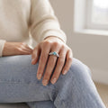 Silvme Turquoise-Colour Floral Cluster 925 sterling silver ring for women set with cubic zirconia — side profile