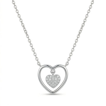 Silvme Double Heart Pendant Necklace in 925 sterling silver, jewellery for women, a graceful gift for her