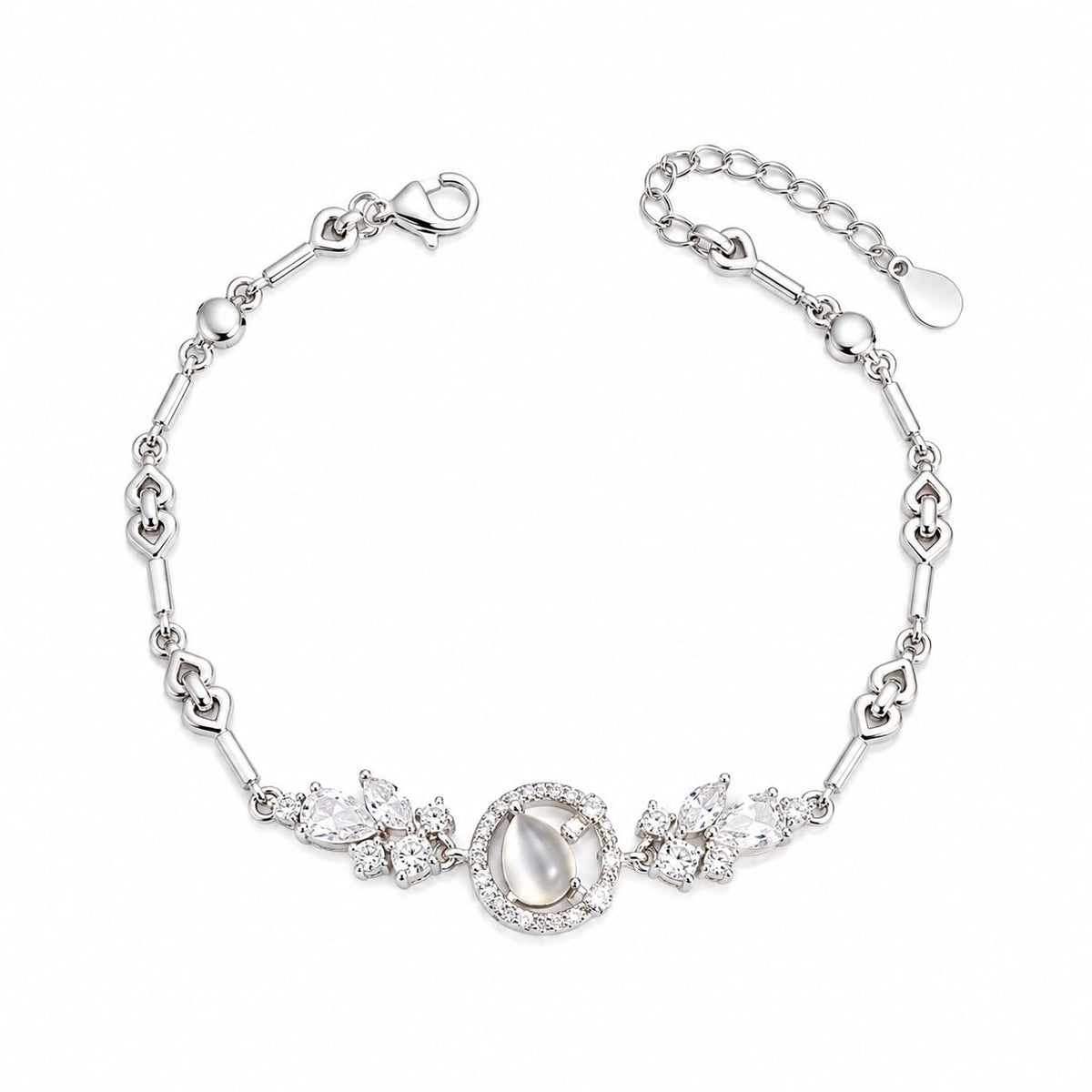 925 sterling silver Floral Cubic Zirconia Bracelet by Silvme, made for bridal wear, a graceful gift for her