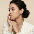 SILVME 925 Sterling Silver Crown-Shaped PavÃ© Stone-Set Stud Earrings