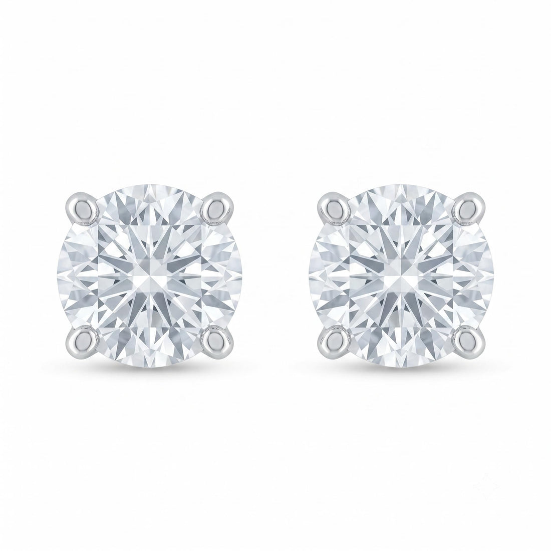 Round Solitaire Stone-Set Stud Earrings, front product view