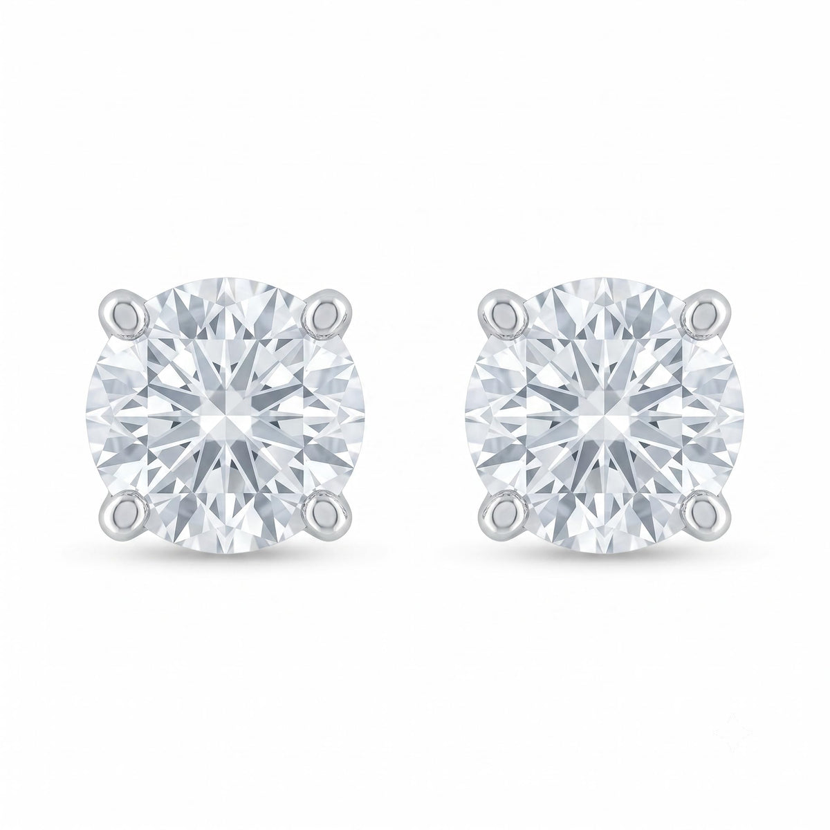 Round Solitaire Stone-Set Stud Earrings, front product view
