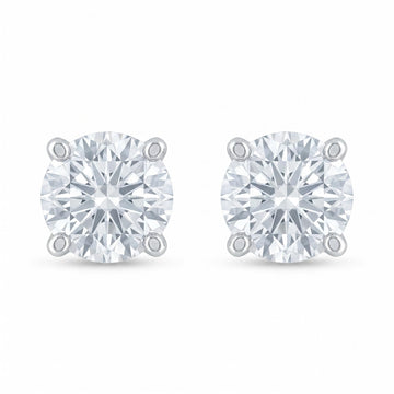 Round Solitaire Stone-Set Stud Earrings, front product view