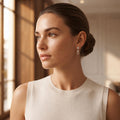 Double Star Drop 925 silver drop stud earrings for women, wedding wear, styled backdrop shot