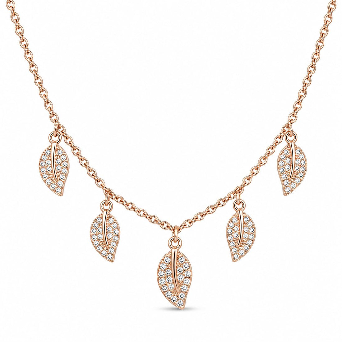 Silvme Rose Gold Leaf Dangle Pendant Necklace, rose gold finish, crafted in 925 sterling silver for women