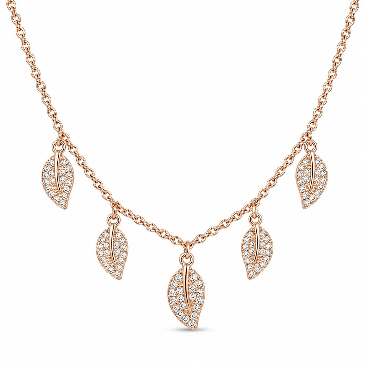 Silvme Rose Gold Leaf Dangle Pendant Necklace, rose gold finish, crafted in 925 sterling silver for women