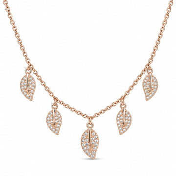 Silvme Rose Gold Leaf Dangle Pendant Necklace, rose gold finish, crafted in 925 sterling silver for women