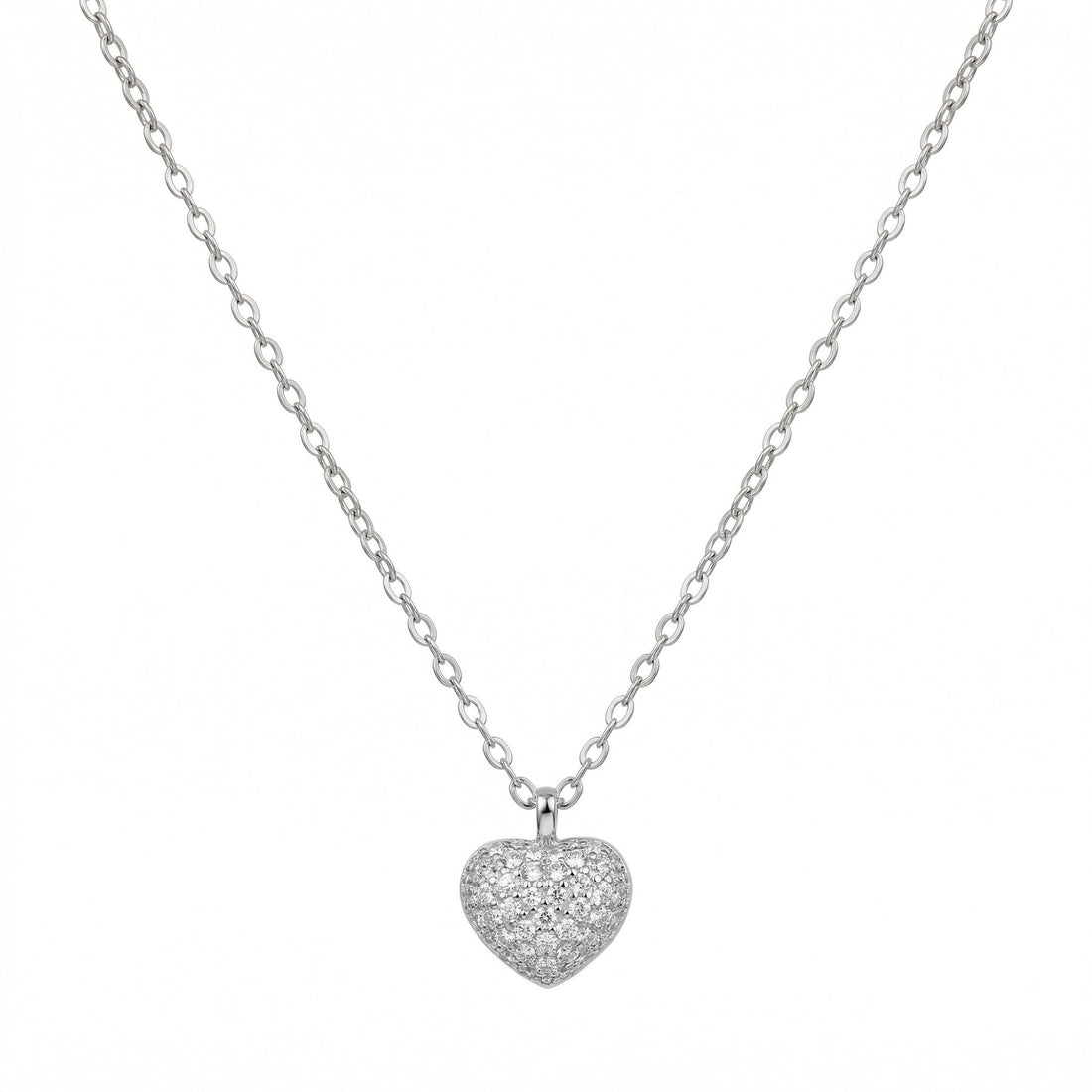 Silvme Sparkle Heart Pendant Necklace in 925 sterling silver, jewellery for women, ideal as a Valentine gift