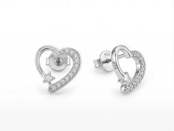 Heart & Star Stone-Set Stud Earrings, front product view
