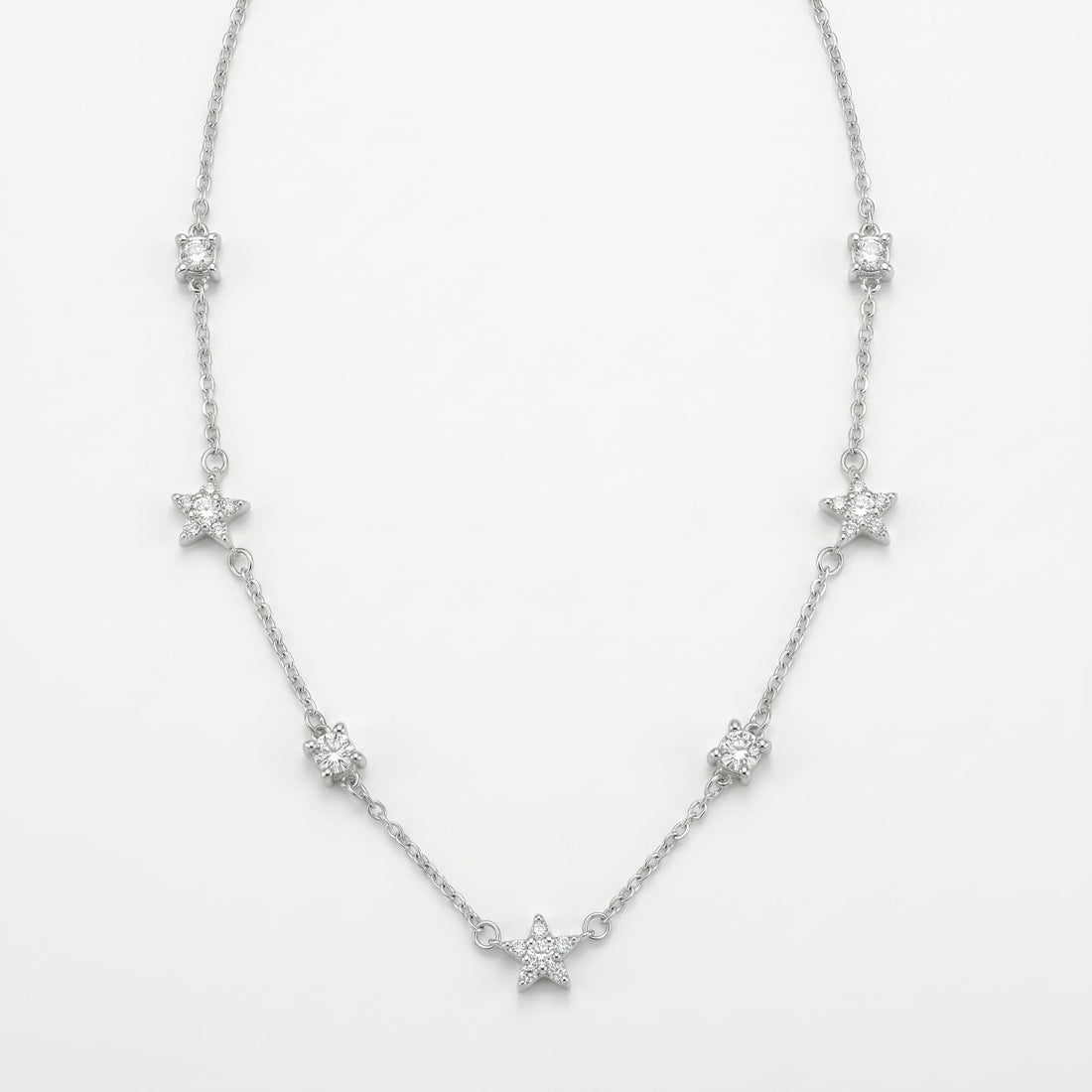Silvme Star Station Pendant Necklace, crafted in 925 sterling silver for women, ideal for Diwali festive wear