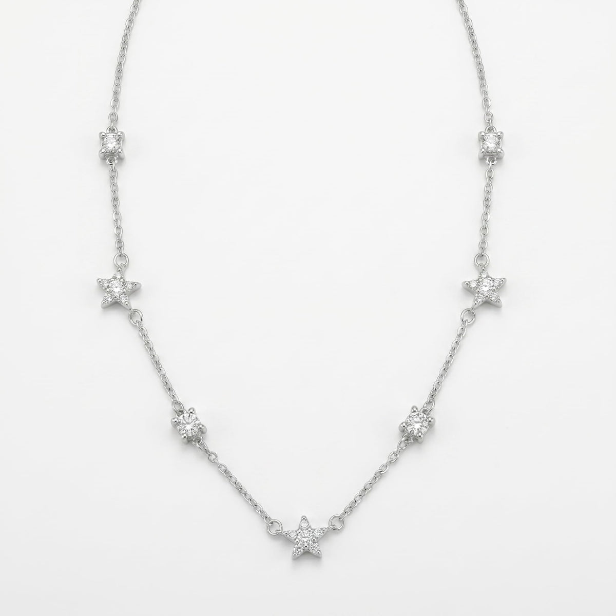Silvme Star Station Pendant Necklace, crafted in 925 sterling silver for women, ideal for Diwali festive wear