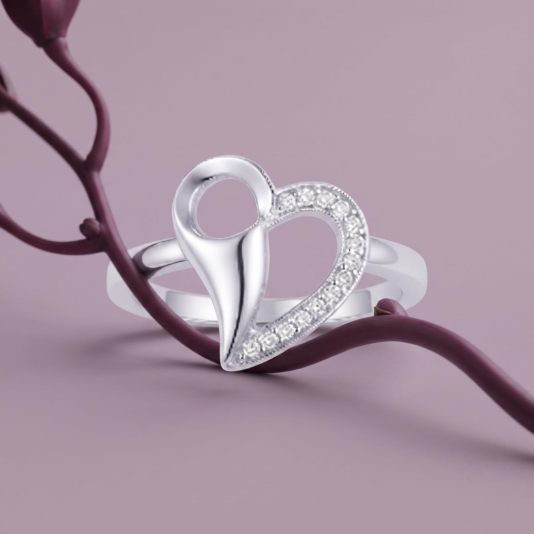 Silvme Ethnic Diwali 925 sterling silver ring for women — front view on white background