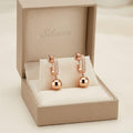 Rose Gold Channel Huggie Ball Drop Earrings, additional product view 3