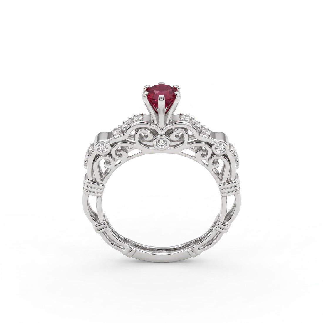Silvme Heart Design 925 sterling silver ring for women — front view on white background