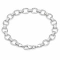 Silvme 925 sterling silver rope-cut rolo chain bracelet for men shaped into an oval on a white background