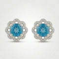 Blue Floral Halo Stud Earrings, front product view