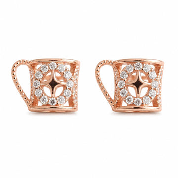 Openwork Mug Charm 925 silver stud earrings for women, birthday gift, shown as a matching pair
