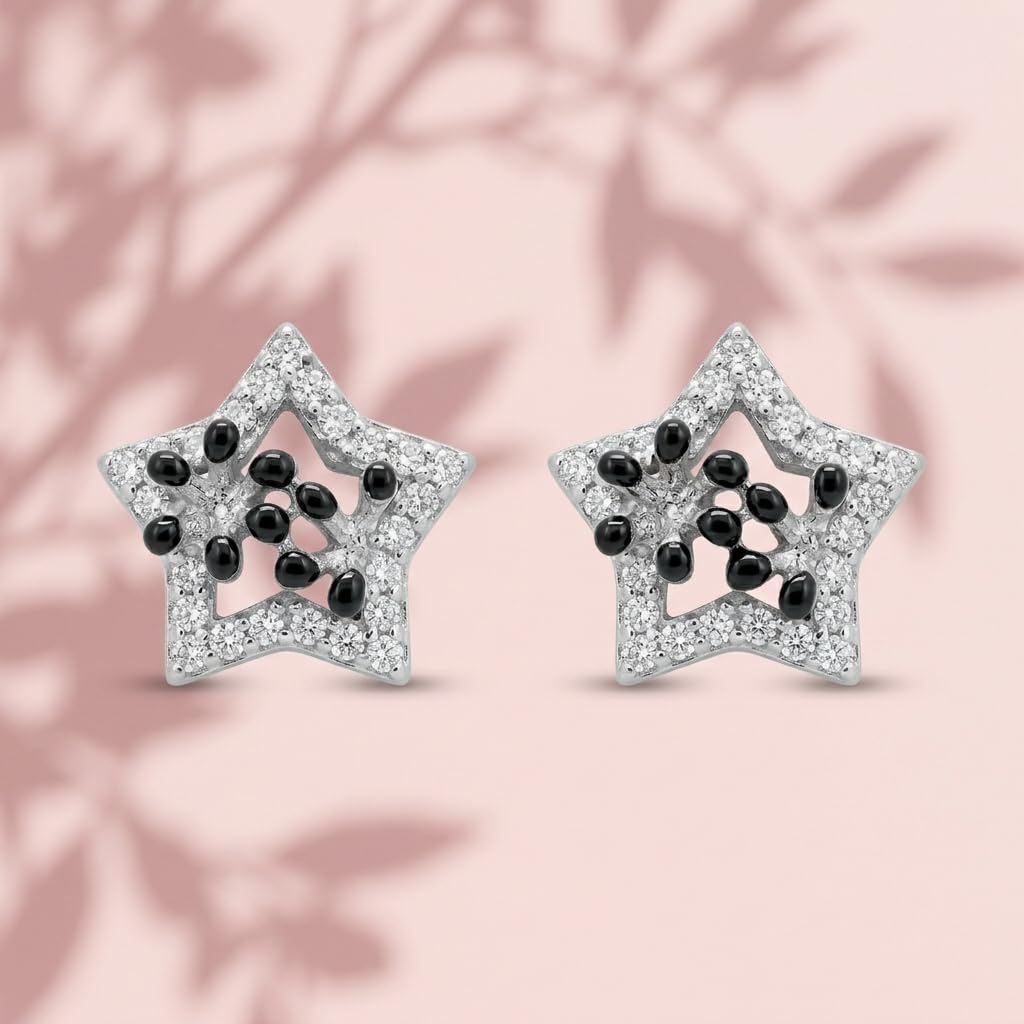 Black Star Stud Earrings, additional product view 3