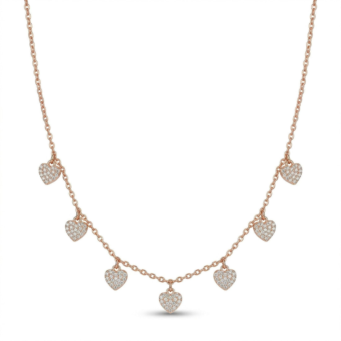 Silvme Rose Gold Heart Dangle Pendant Necklace, rose gold finish, crafted in 925 sterling silver for women