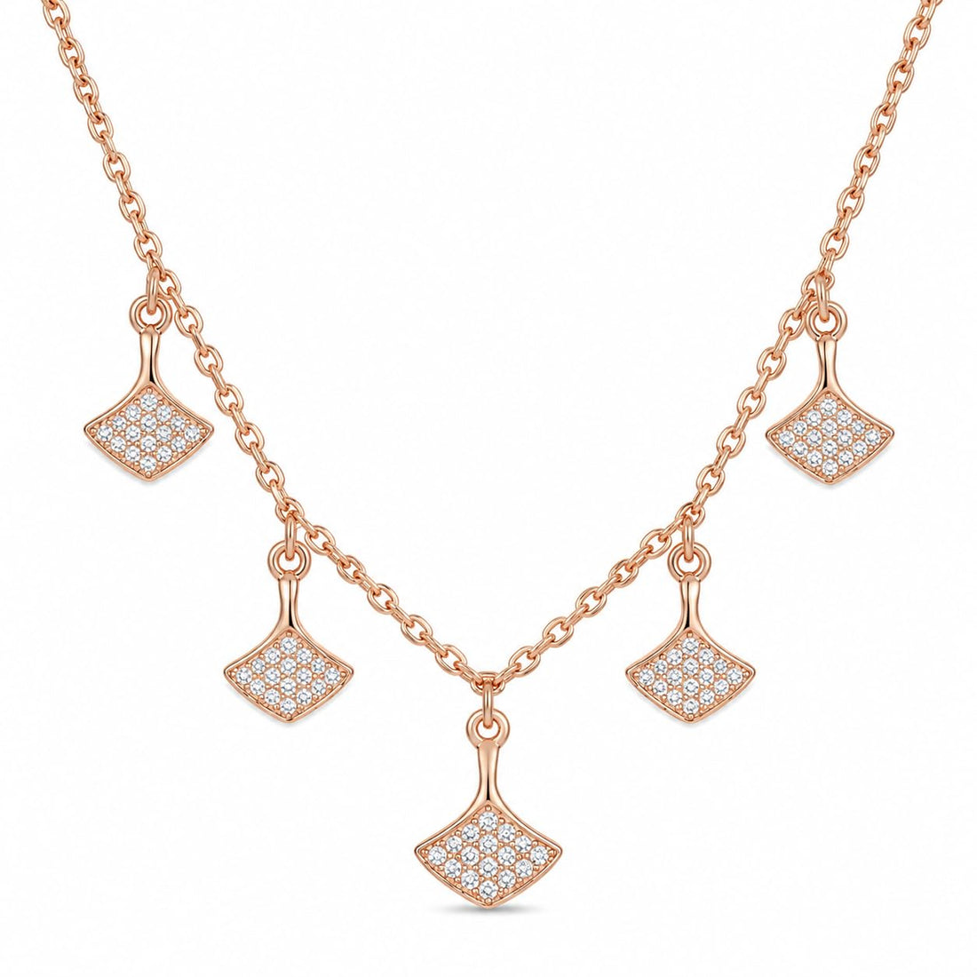 925 sterling silver Rose Gold Multi Fan Pendant Necklace by Silvme, rose gold finish, an elegant accessory for her