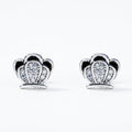 Crown-Shaped PavÃ© Stone-Set Stud Earrings, front product view
