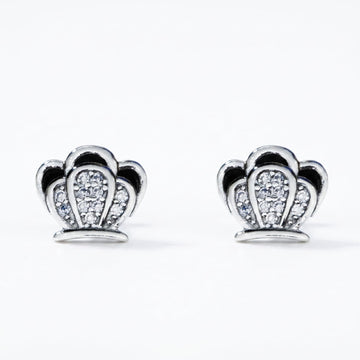 Crown-Shaped PavÃ© Stone-Set Stud Earrings, front product view