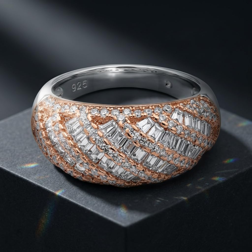 Silvme Matte Finish 925 sterling silver ring for women — front view on white background