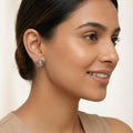 SILVME 925 Sterling Silver Interlocking Circle Stone-Set Stud Earrings