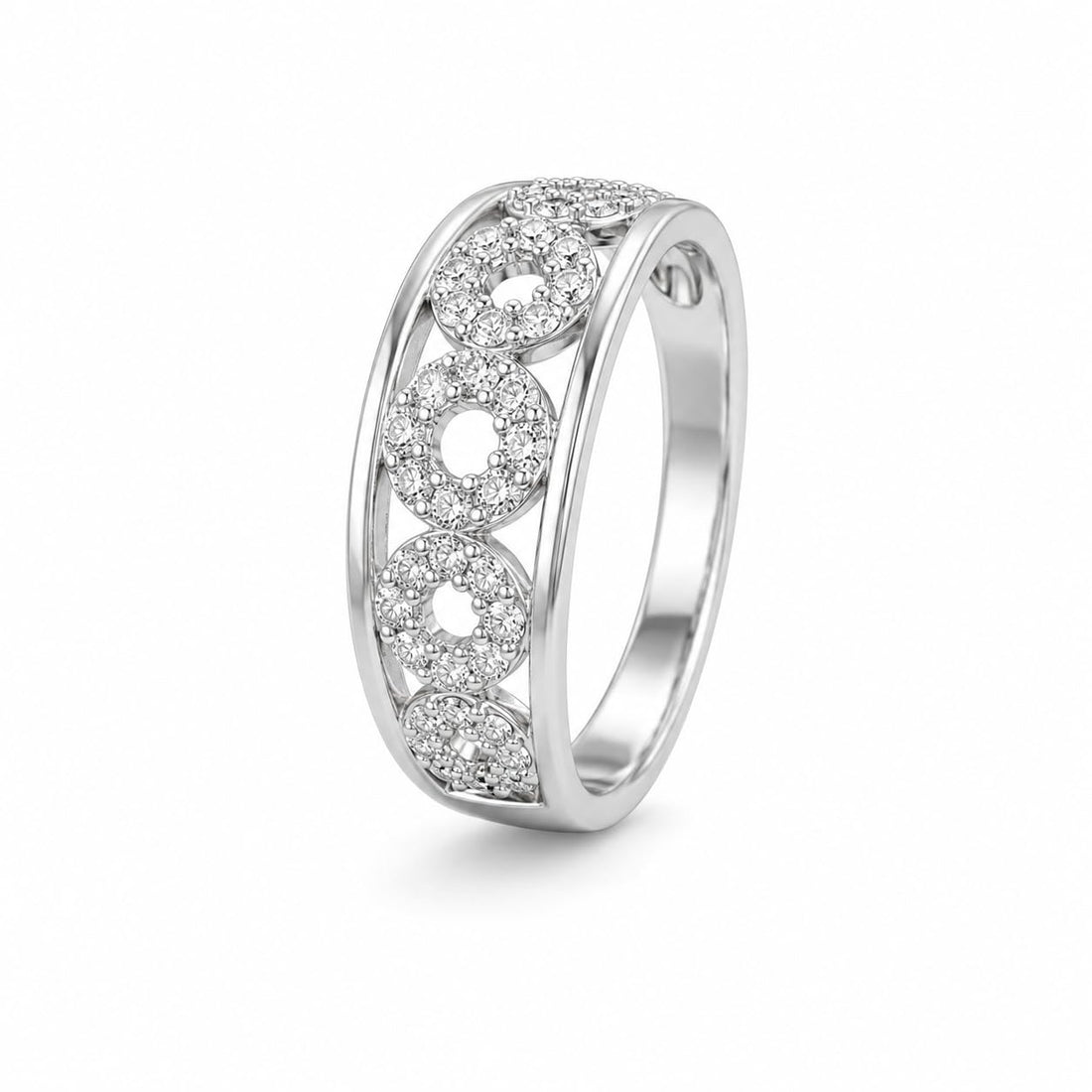 Silvme Floral Cluster 925 sterling silver ring for women — front view on white background