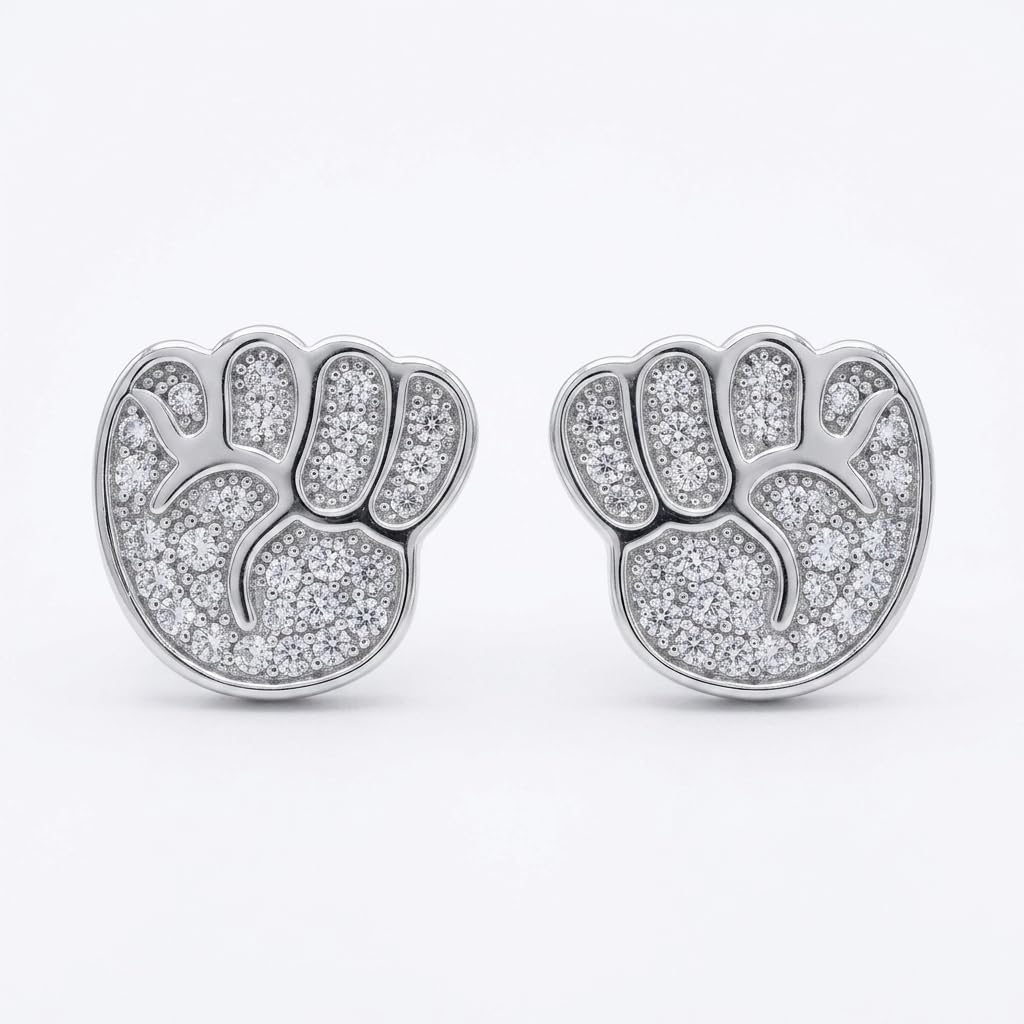 Footprint Stone-Set Stud Earrings, front product view