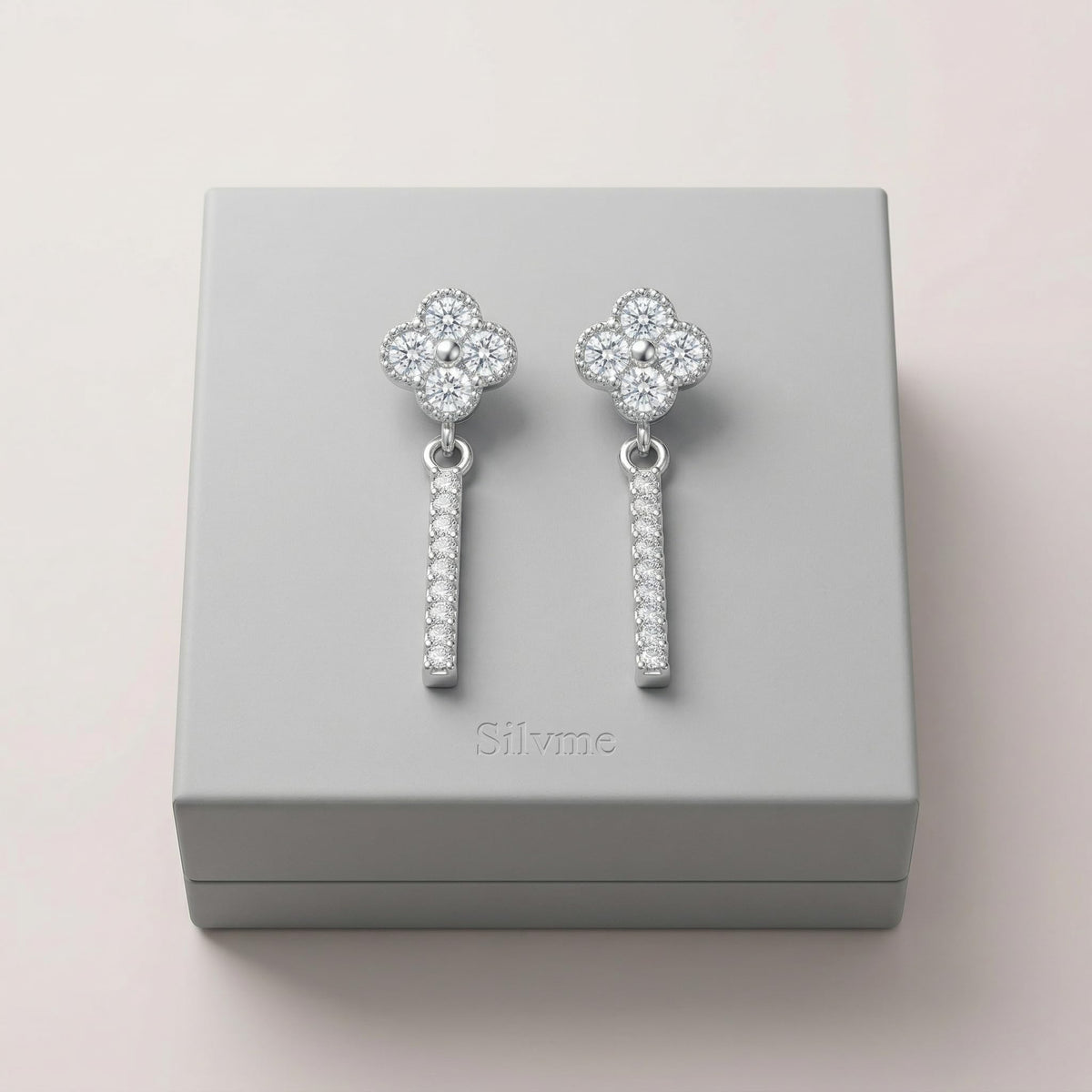 Floral Baguette Drop Earrings, additional product view 3