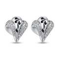 Black Swirl Leaf 925 silver stud earrings for women, gift for girlfriend, shown as a matching pair
