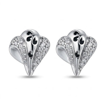 Black Swirl Leaf 925 silver stud earrings for women, gift for girlfriend, shown as a matching pair