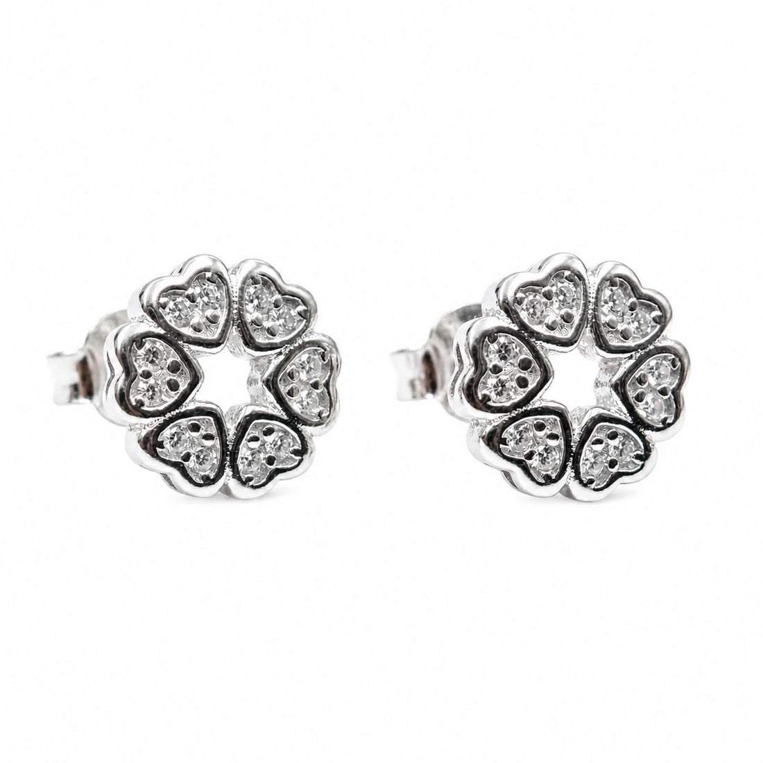 Heart Circle Stone-Set Stud Earrings, front product view