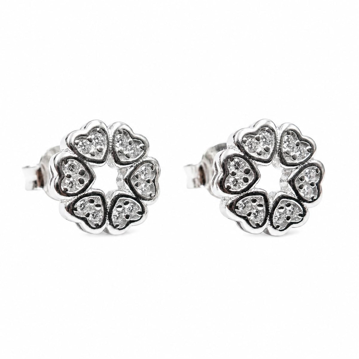 Heart Circle Stone-Set Stud Earrings, front product view