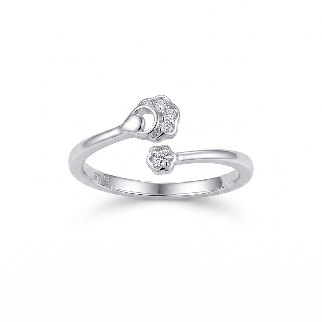 Silvme Classic Birthday 925 sterling silver ring for women — front view on white background
