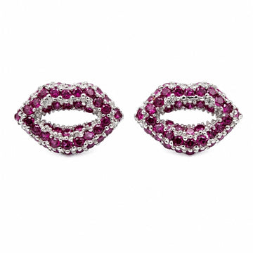 Lip Kiss Stone-Set PavÃ© Stud Earrings, front product view