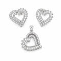 Baguette Heart 925 sterling silver pendant and stud earrings jewellery set with cubic zirconia by Silvme â€” lifestyle gift image