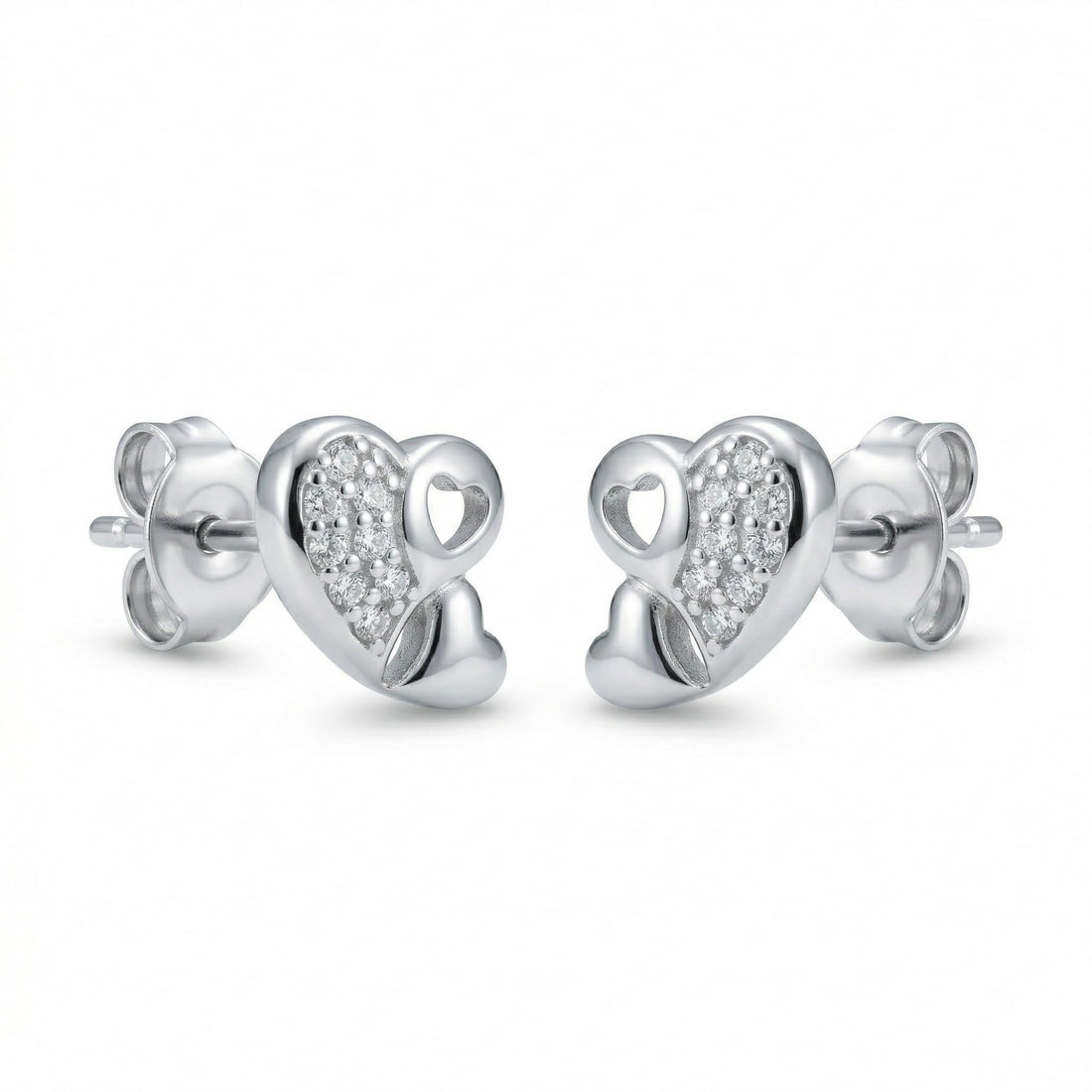 Double-Heart Stud Earrings, front product view