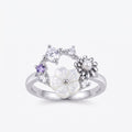 Silvme Pearlescent Garden Wreath 925 sterling silver ring for women — front view on white background