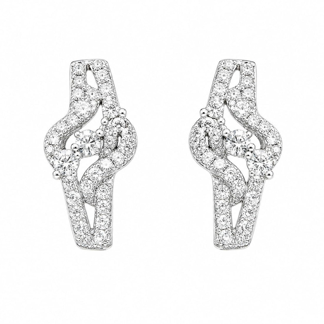 Three Stone Stone-Set Bypass Stud Earrings, front product view