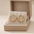 Gold-Tone Beaded Hoop Stone-Set Ball Earrings, close-up detail