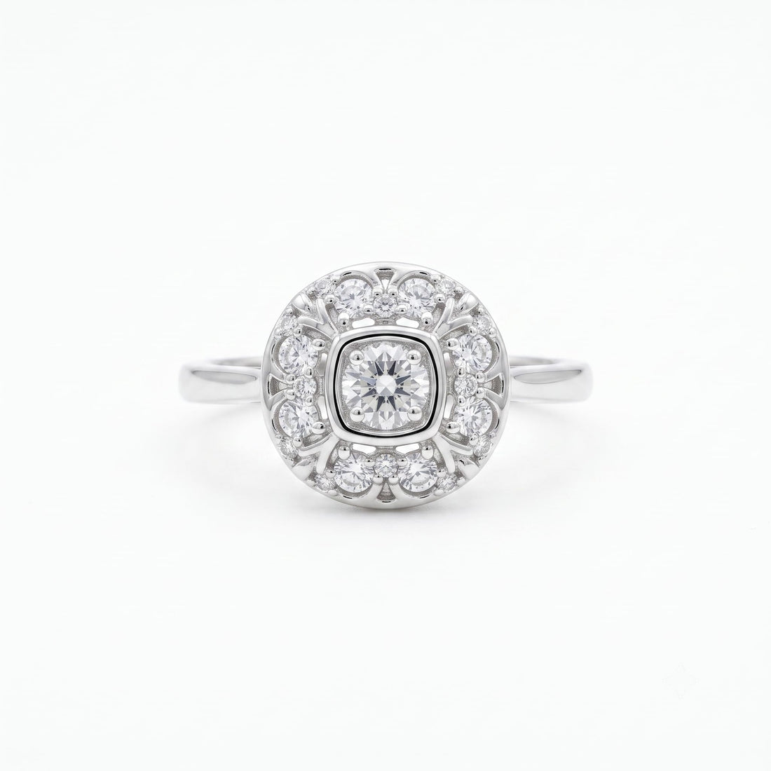 Silvme Evil Eye Protection 925 sterling silver ring for women — front view on white background
