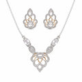Cubic Zirconia 925 sterling silver pendant necklace and stud earrings jewellery set with cubic zirconia by Silvme â€” full necklace and earrings view