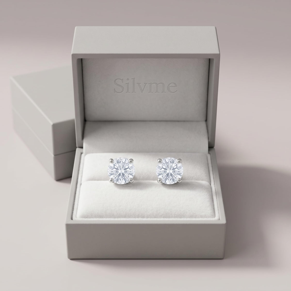 Round Solitaire Stone-Set Stud Earrings, additional product view 3