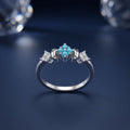 Silvme Turquoise-Colour Floral Cluster 925 sterling silver ring for women set with cubic zirconia — worn on the finger