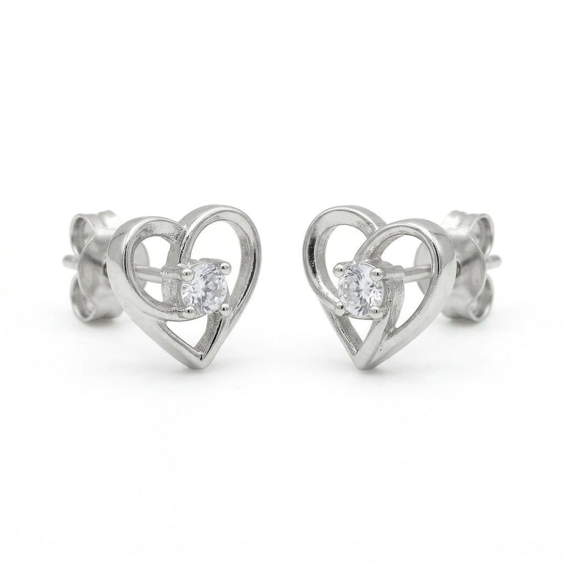 Open Heart Stone-Set Stud Earrings, front product view