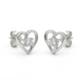Open Heart Stone-Set Stud Earrings, front product view