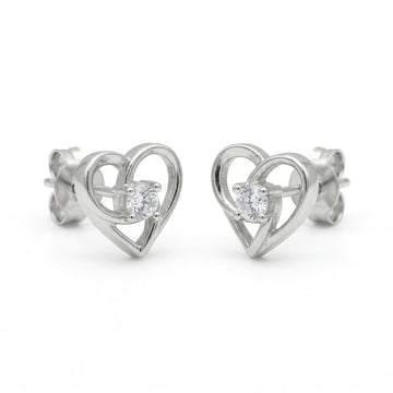 Open Heart Stone-Set Stud Earrings, front product view